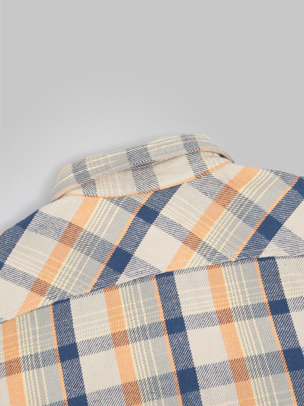 ues heavy flannel shirt navy orange back collar