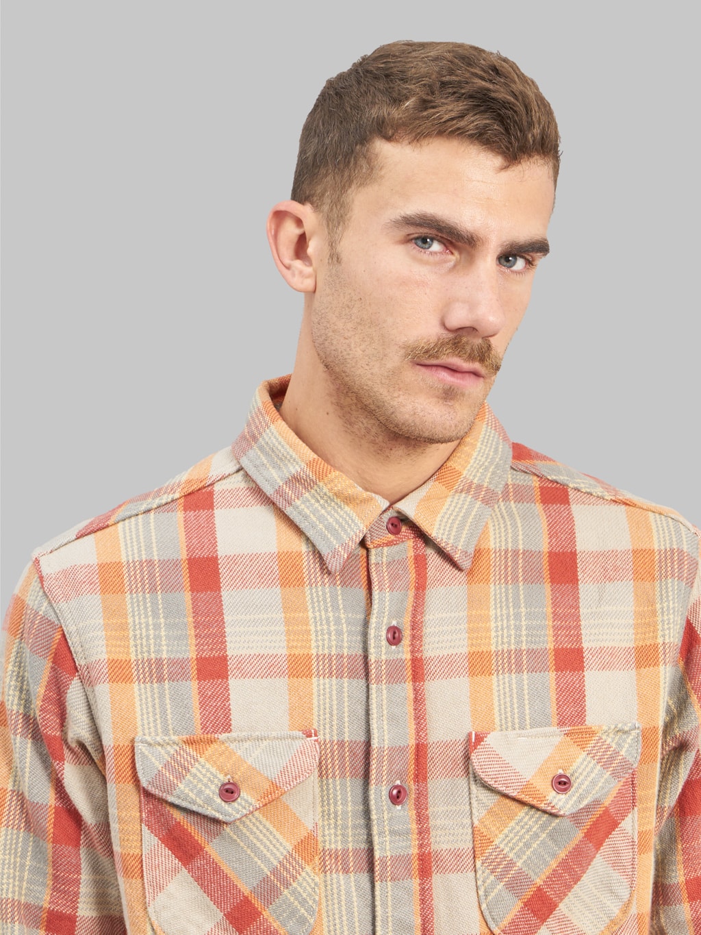 ues heavy flannel shirt orange chest