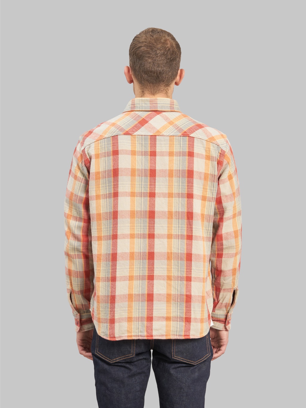 ues heavy flannel shirt orange back fit