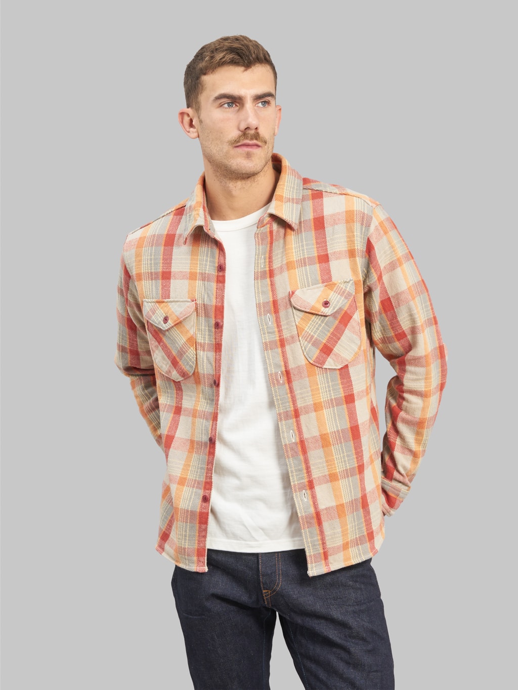 ues heavy flannel shirt orange style