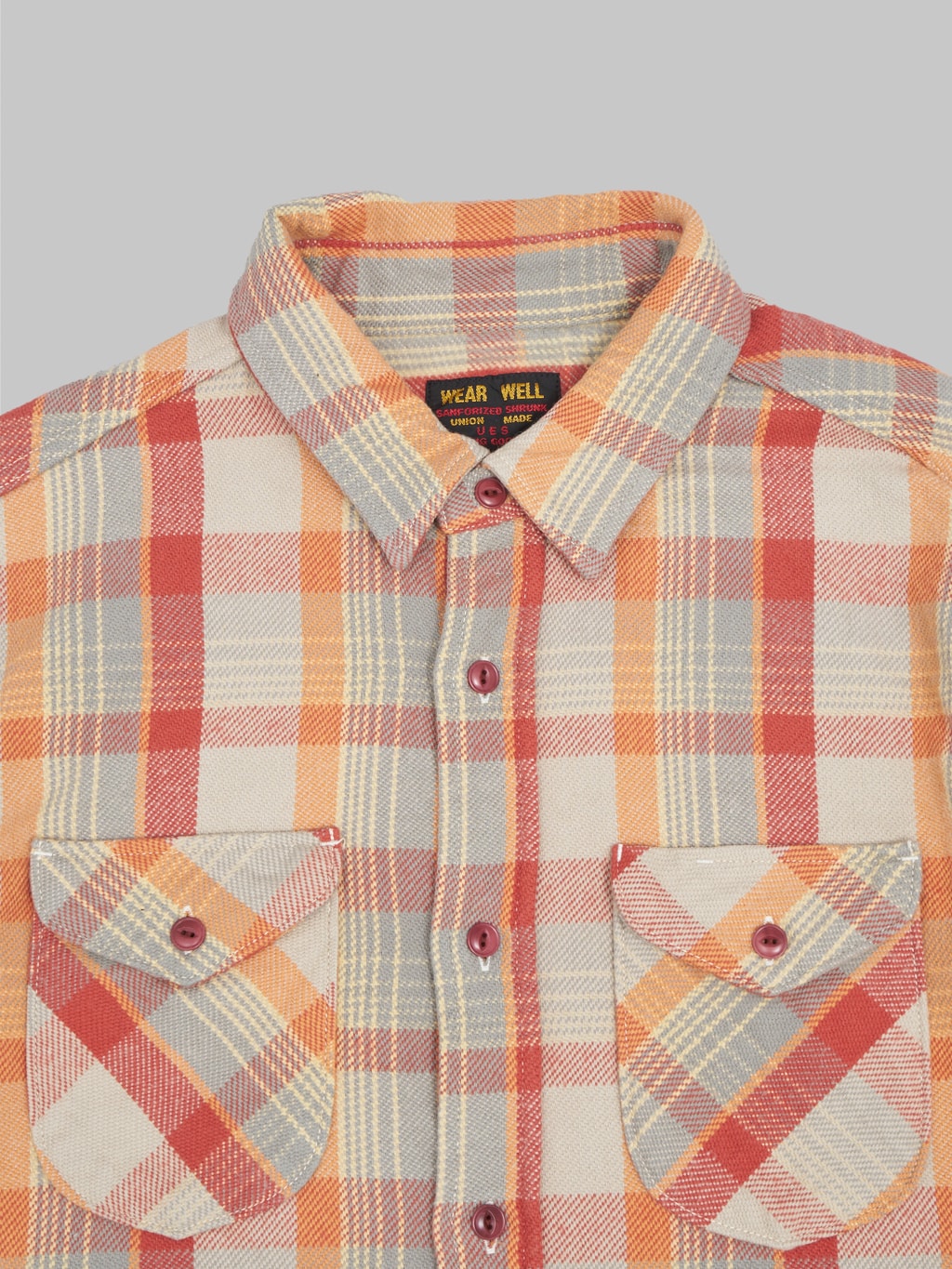 ues heavy flannel shirt orange chest pockets