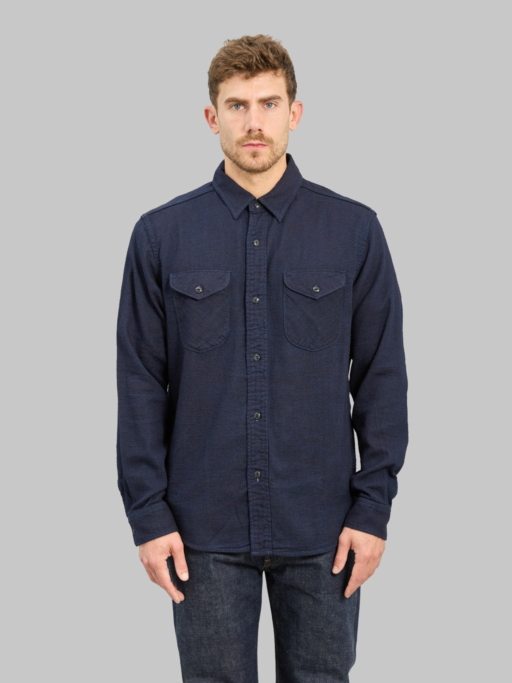 UES Indigo Cotton Viyella Shirt