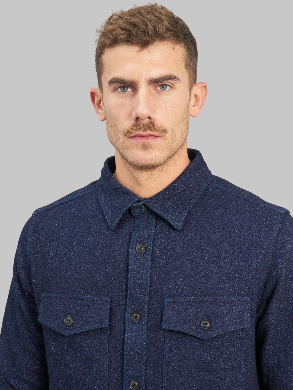 ues indigo extra heavy amundsen flannel shirt chest