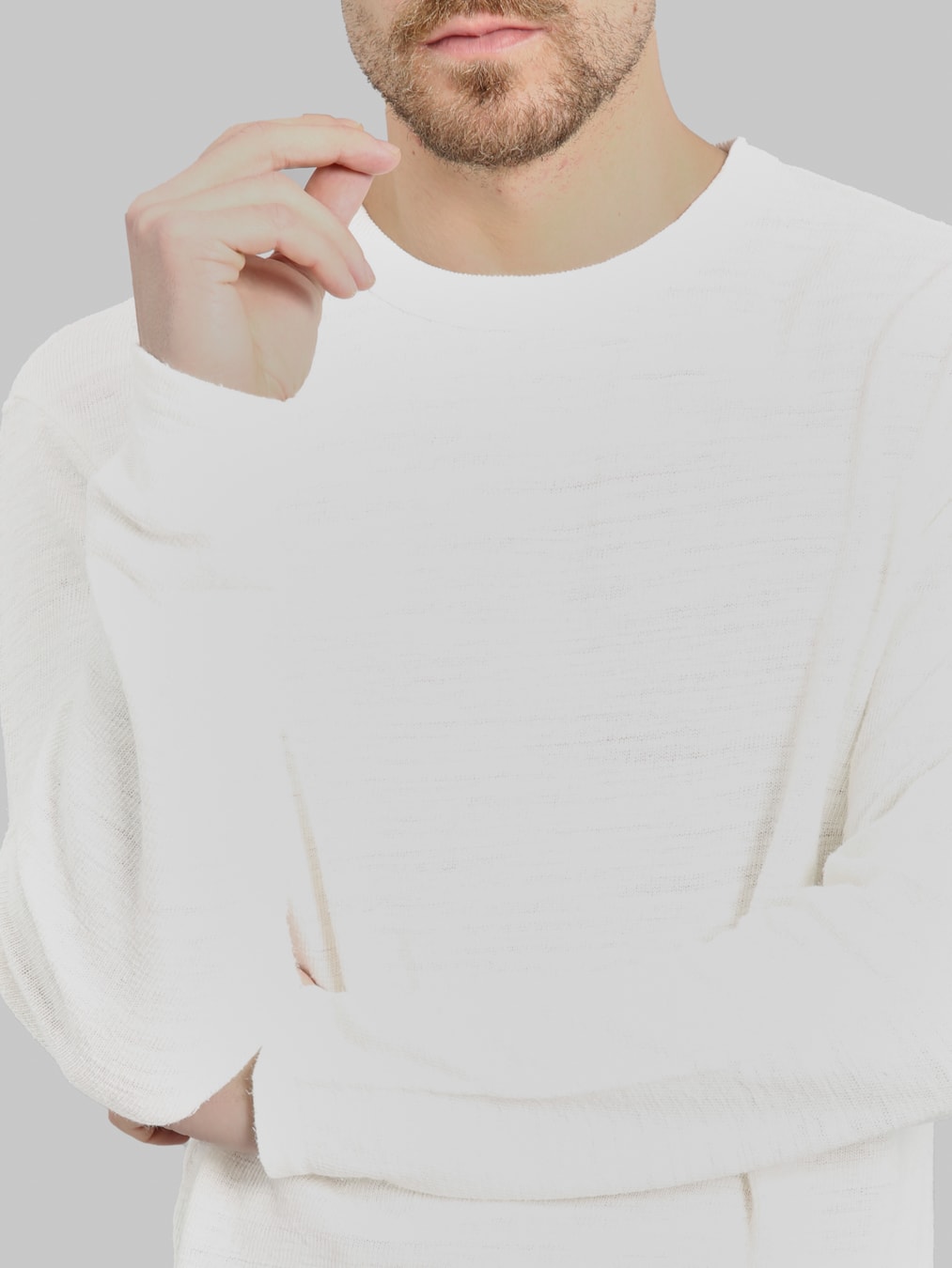 UES 100% Linen Long Sleeve T-Shirt White