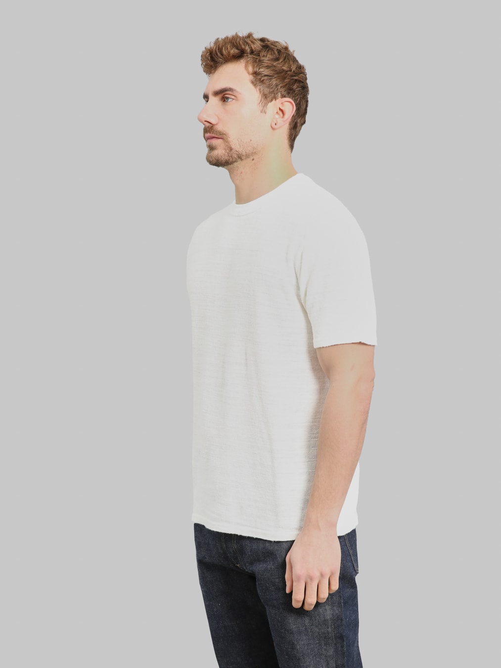 UES 100 Linen Short Sleeve TShirt White side look