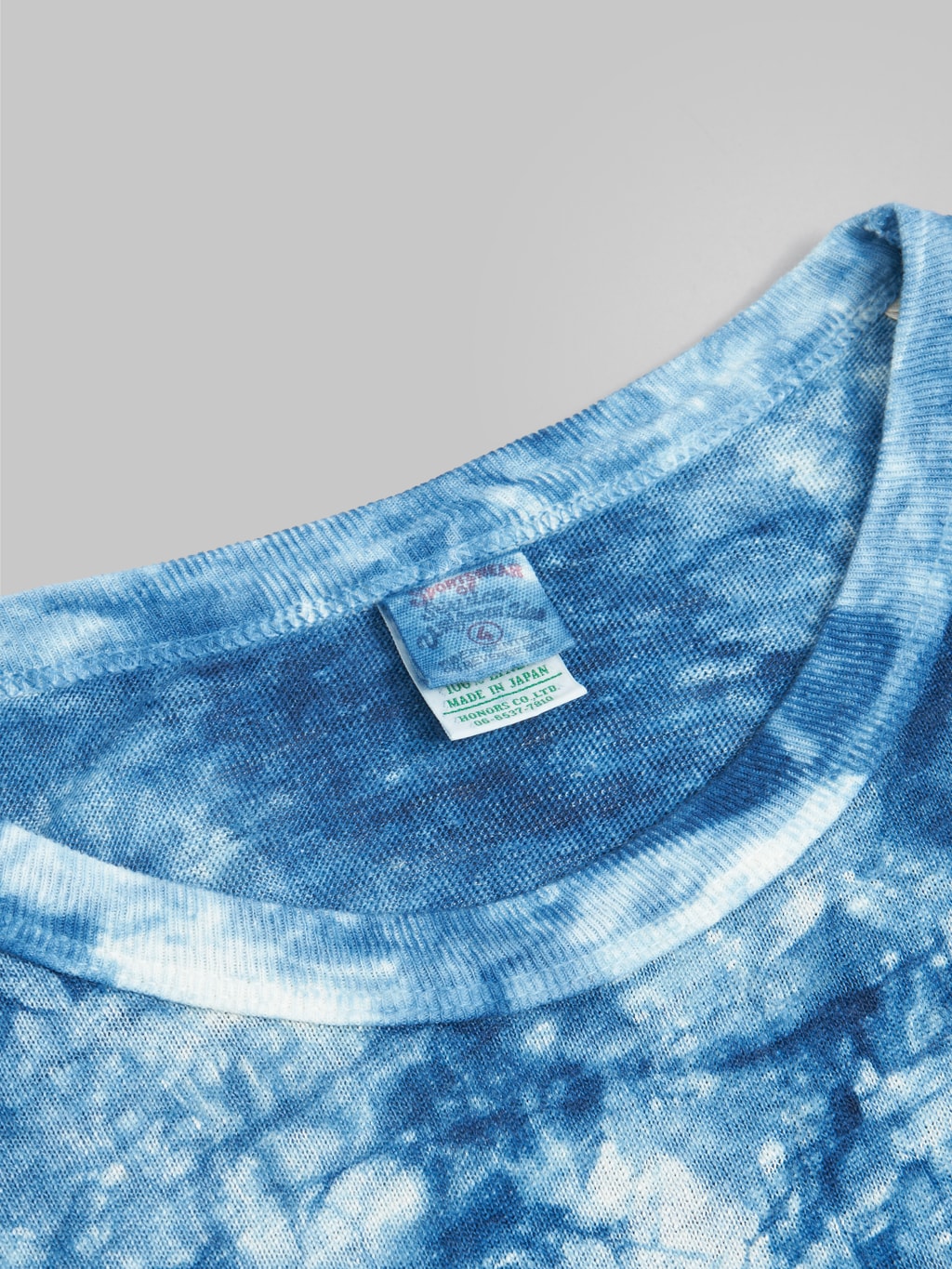 ues natural indigo hand dyed murakumo tshirt interior tag