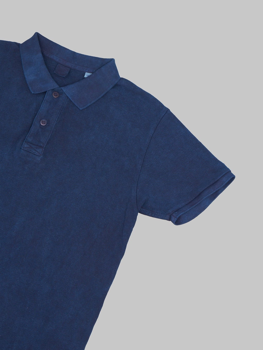 ues polo shirt indigo sleeve detail