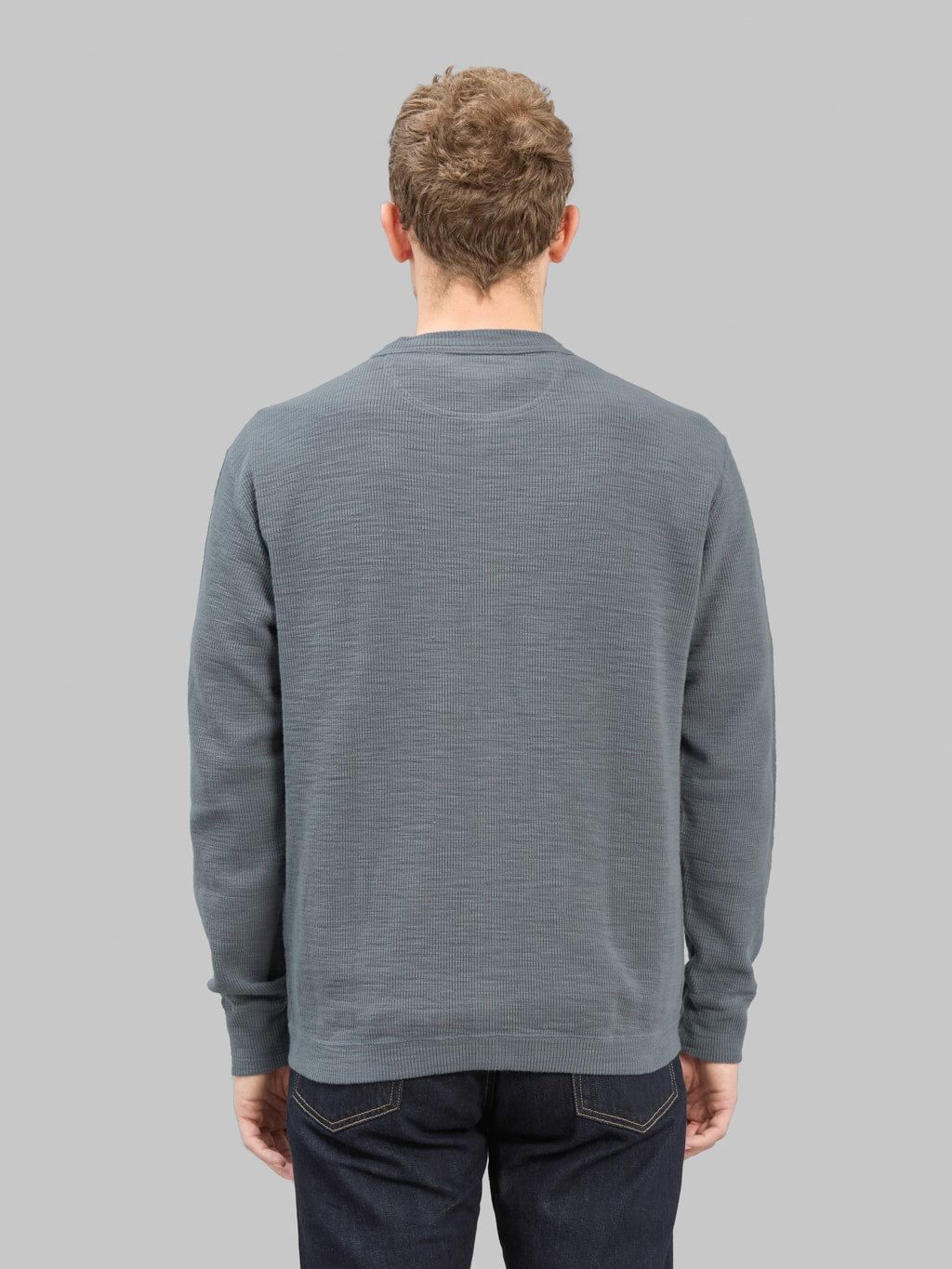 UES Single Rib Cardigan Grey back look