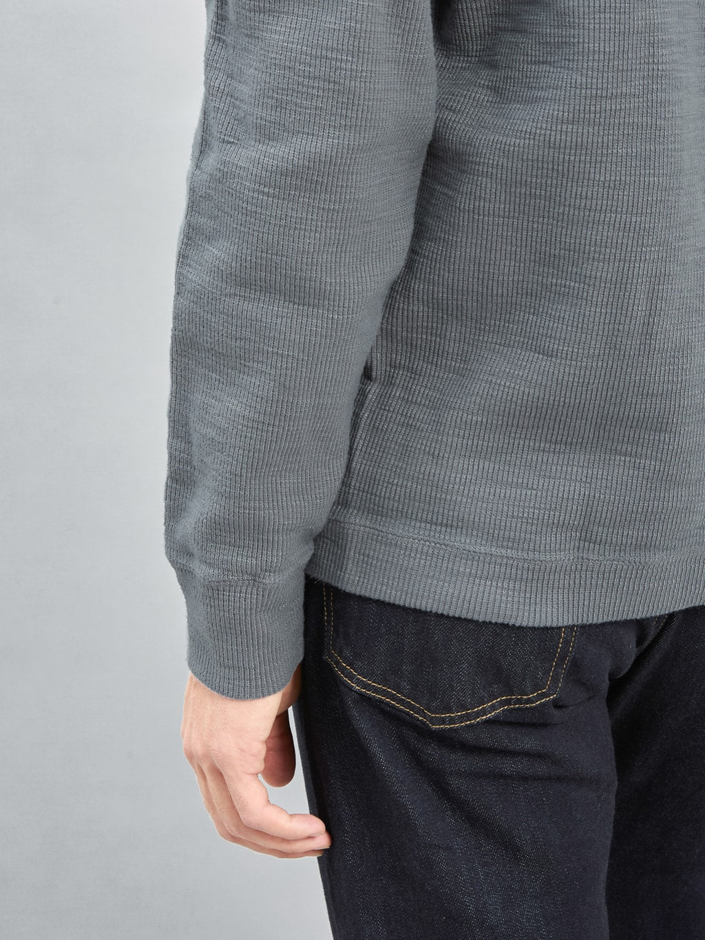 UES Single Rib Cardigan Grey cuff