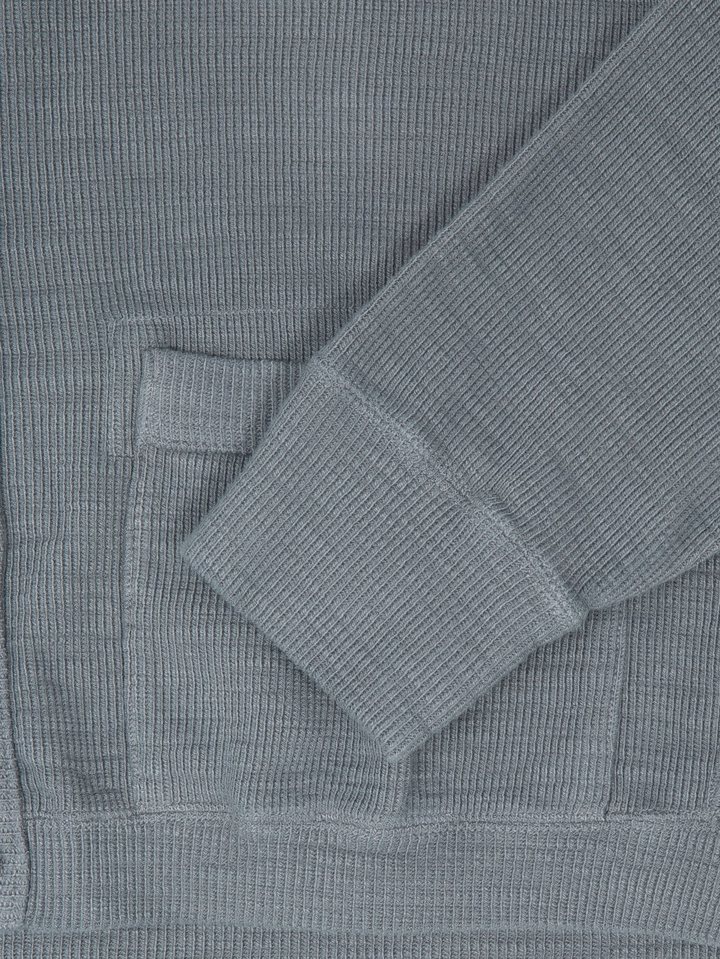UES Single Rib Cardigan Grey cuff closeup
