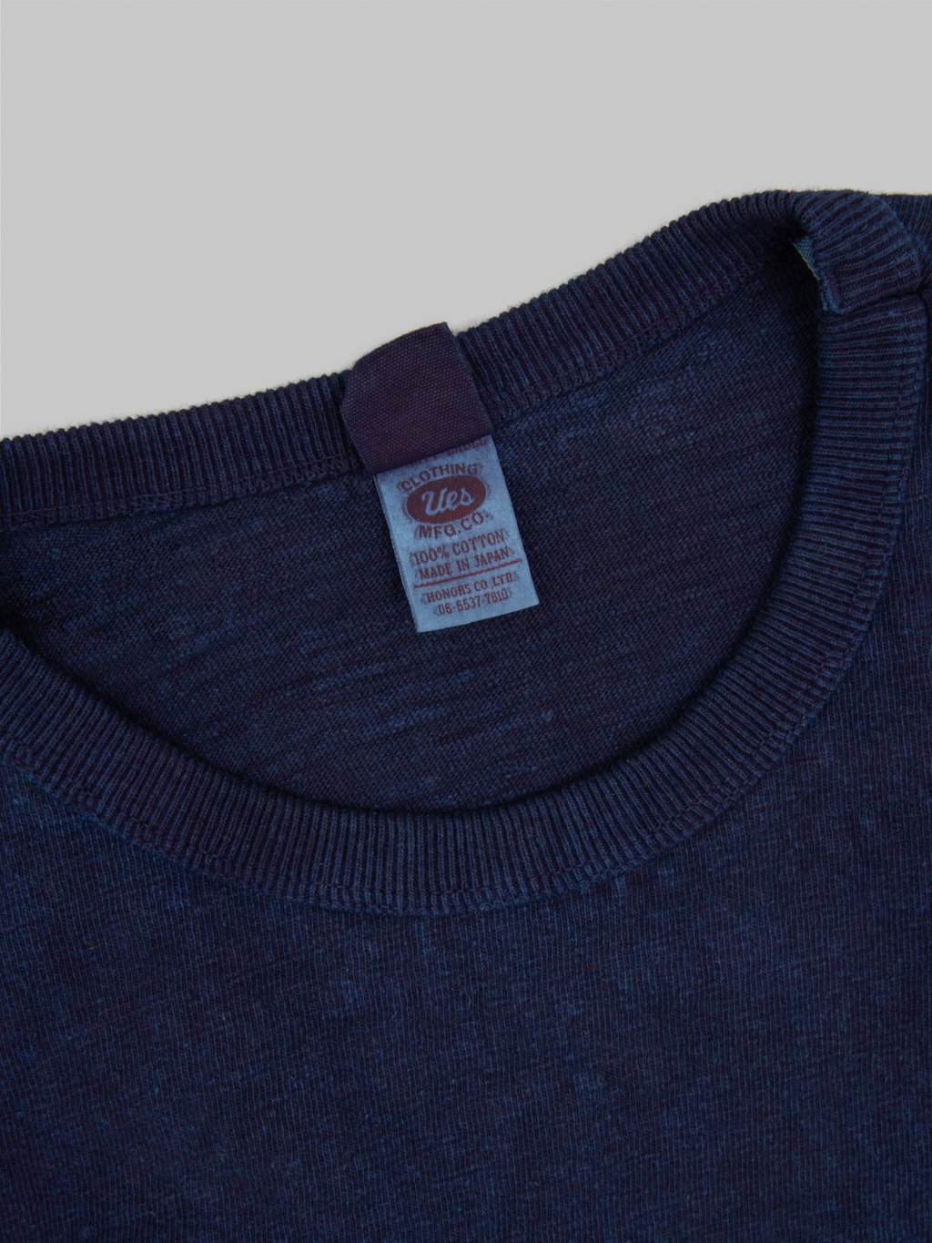 ues slub nep ling sleeve tshirt indigo  interior tag