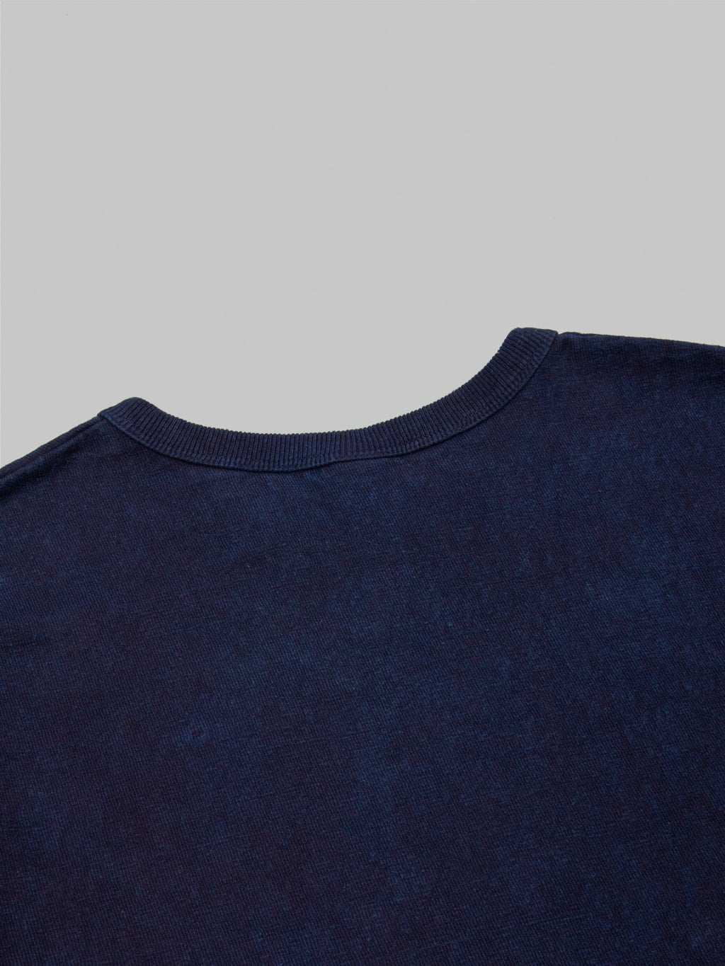 ues slub nep ling sleeve tshirt indigo  back collar