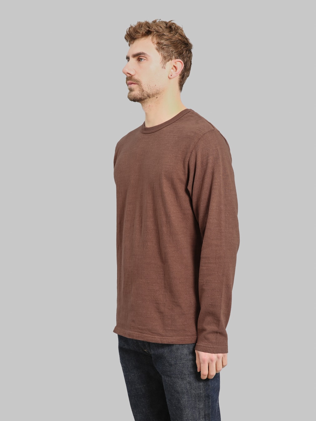 UES  No.8 Slub Nep Long Sleeve T-Shirt Coffee