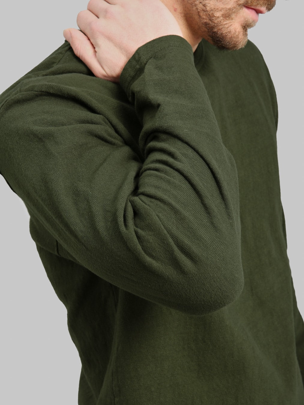 UES  No.8 Slub Nep Long Sleeve T-Shirt Green