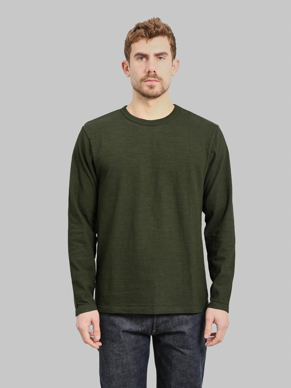 UES  No.8 Slub Nep Long Sleeve T-Shirt Green
