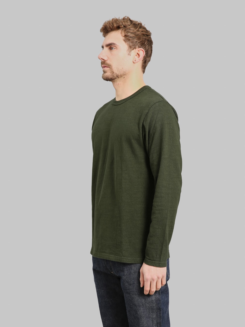UES  No.8 Slub Nep Long Sleeve T-Shirt Green