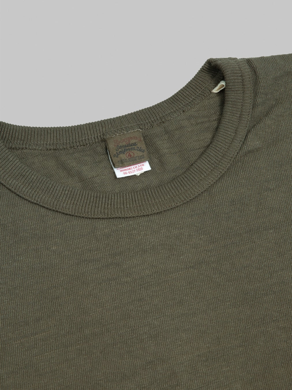 UES No 8 Slub Nep Long Sleeve TShirt Olive tag