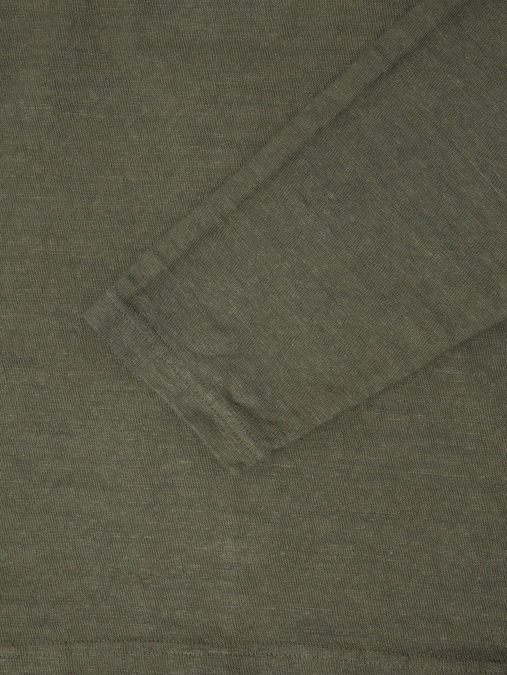 UES No 8 Slub Nep Long Sleeve TShirt Olive cuff closeup