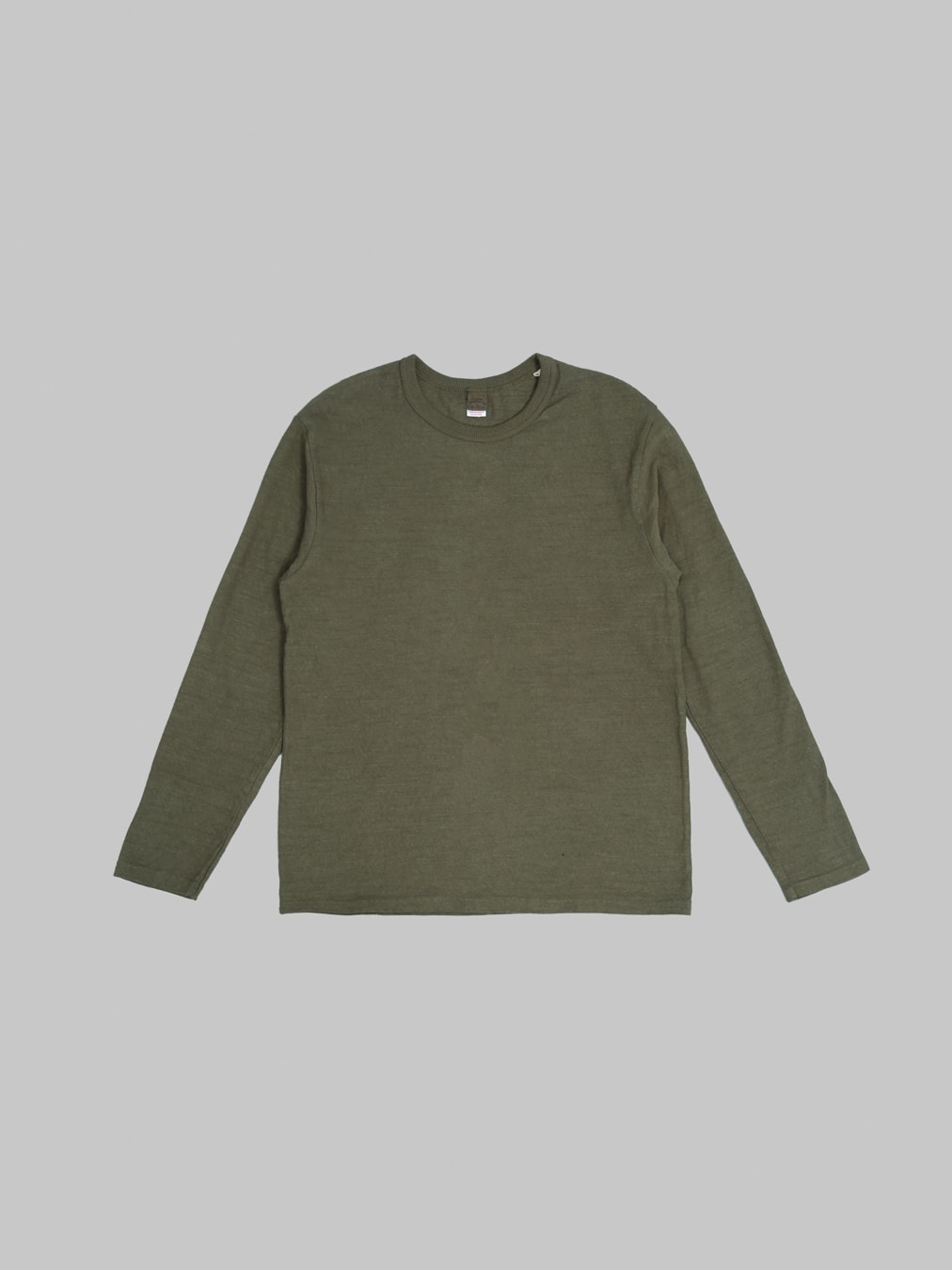 UES No 8 Slub Nep Long Sleeve TShirt Olive made in japan