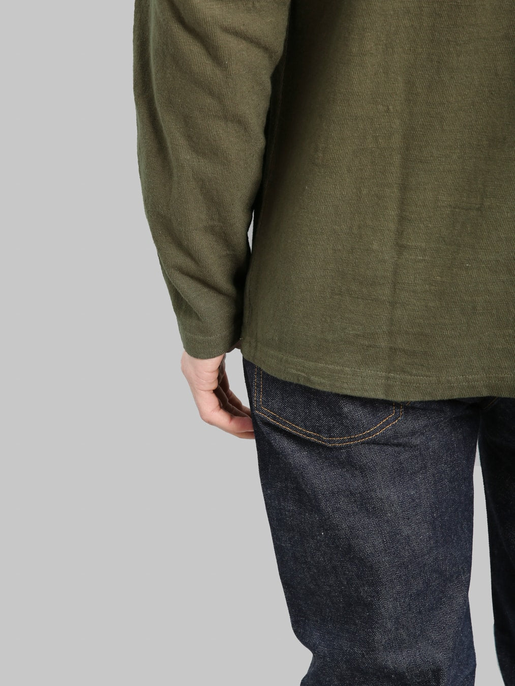 UES No 8 Slub Nep Long Sleeve TShirt Olive cuff