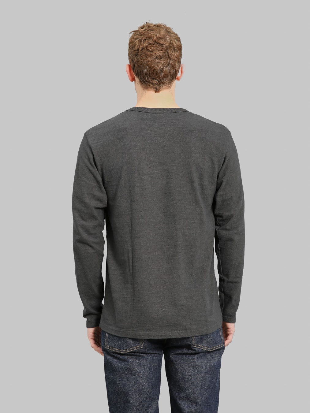 UES  No.8 Slub Nep Long Sleeve T-Shirt Steel Grey
