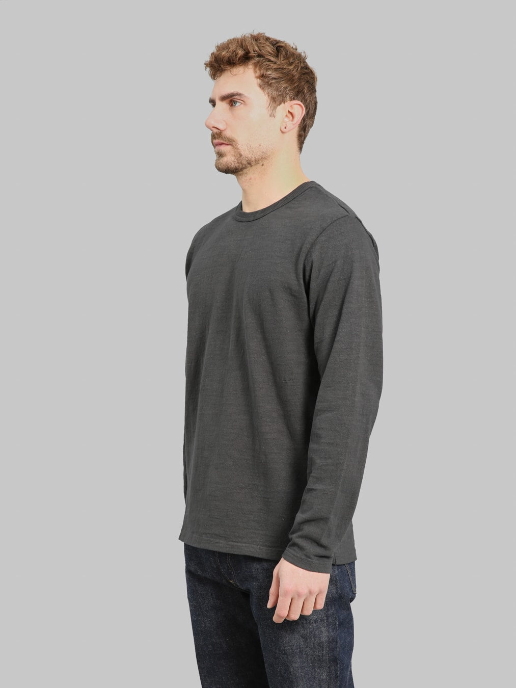 UES  No.8 Slub Nep Long Sleeve T-Shirt Steel Grey
