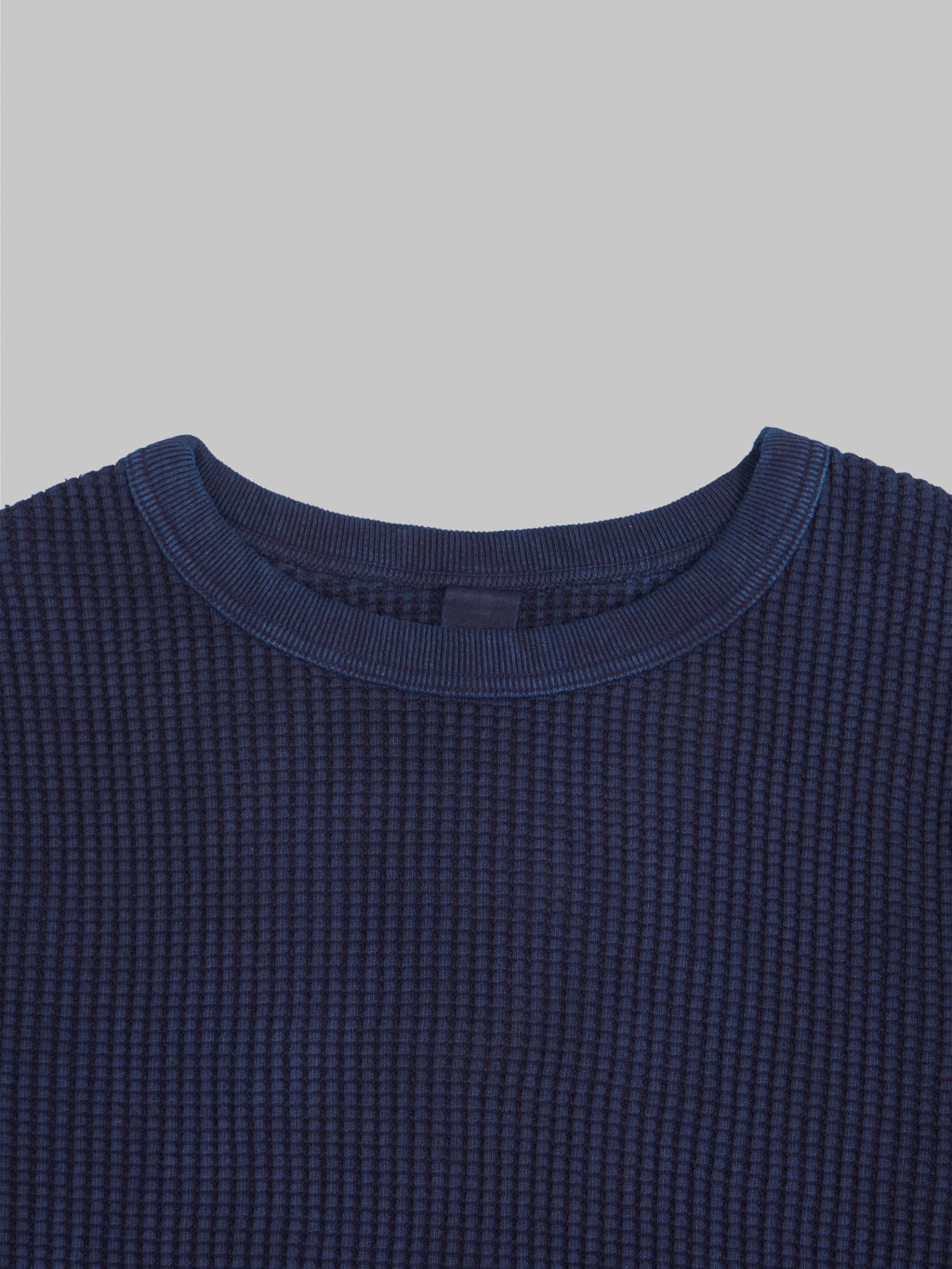 ues thermal big waffle 13oz tshirt indigo collar