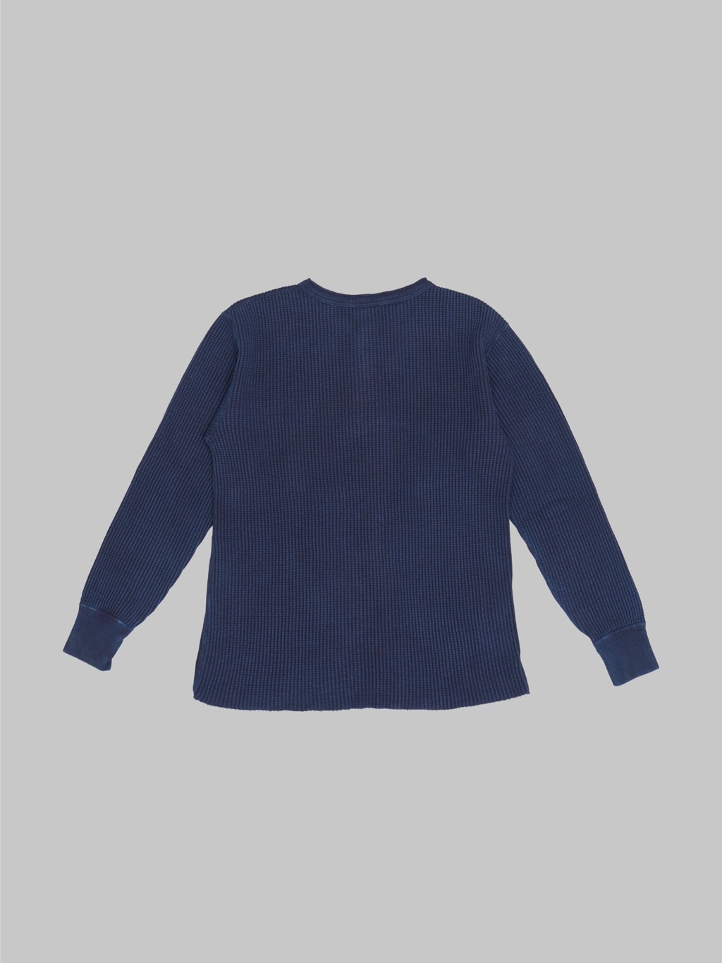 ues thermal big waffle henley tshirt indigo made in japan