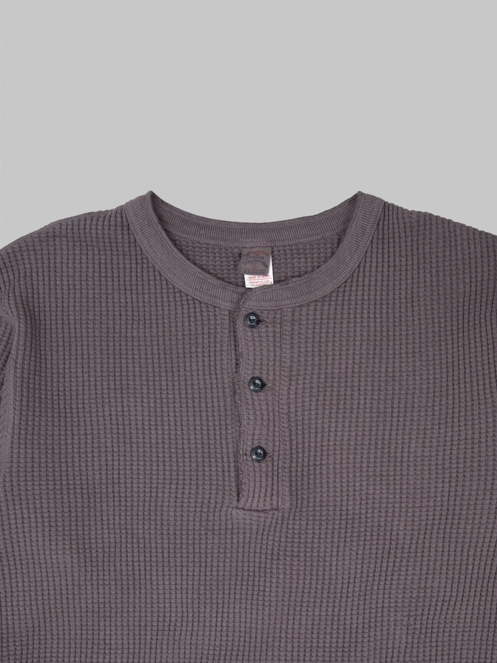 UES Thermal Big Waffle Henley T-Shirt Purple Navy