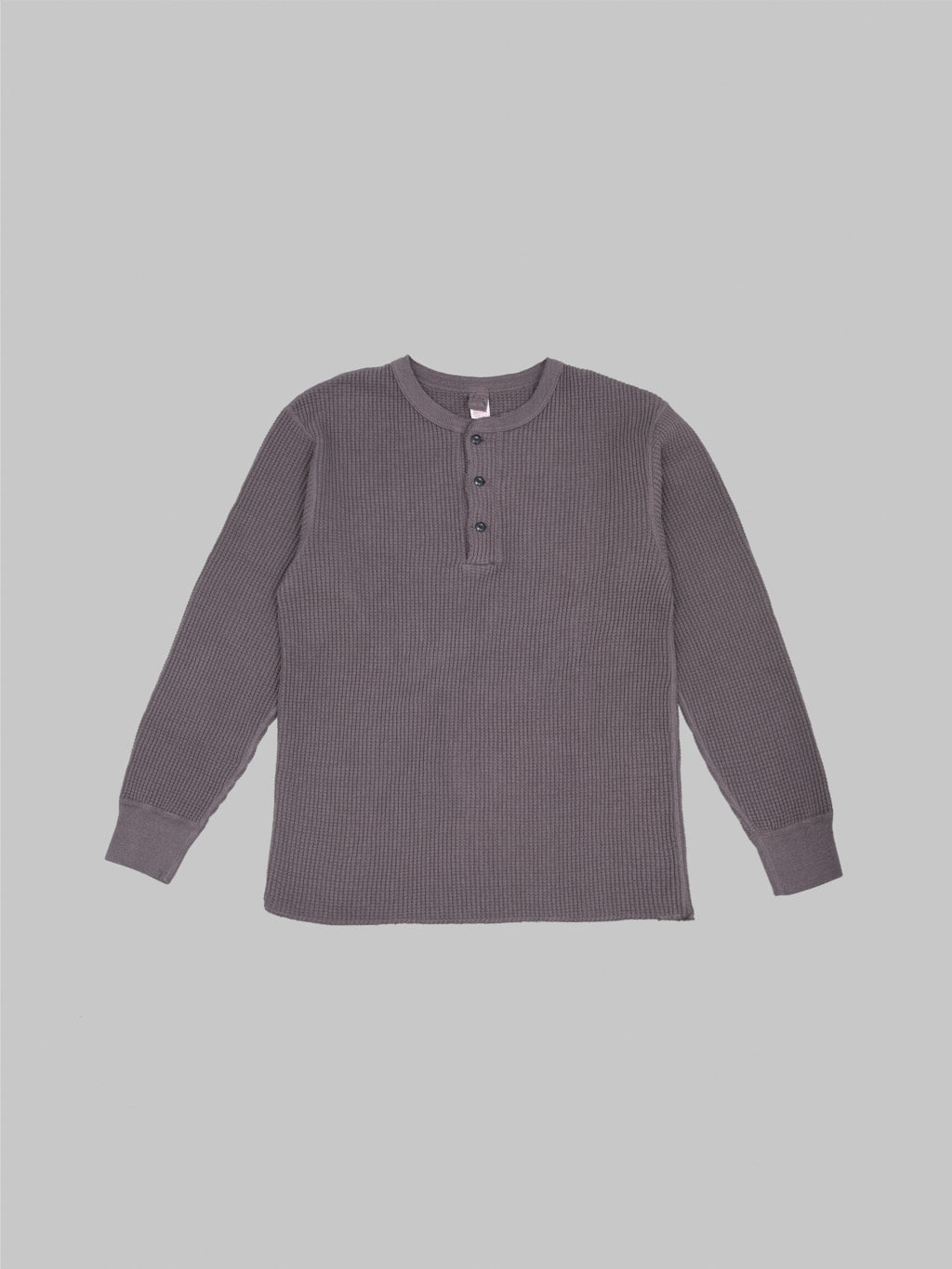 UES Thermal Big Waffle Henley T-Shirt Purple Navy