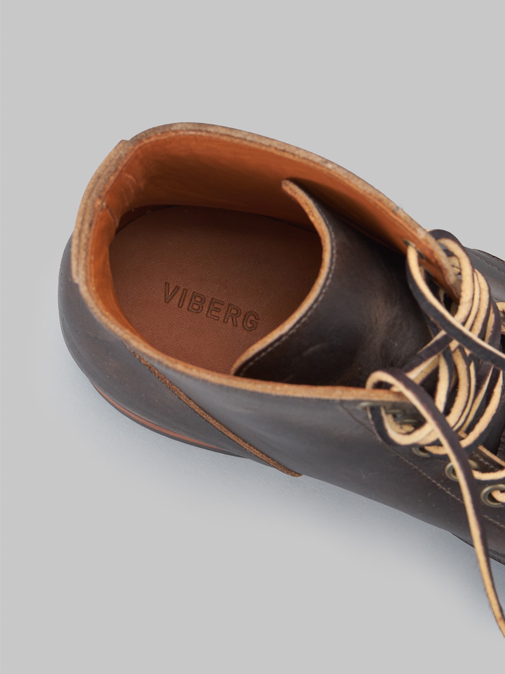 viberg service boot 2023 bct antique phoenix dark brown leather interior
