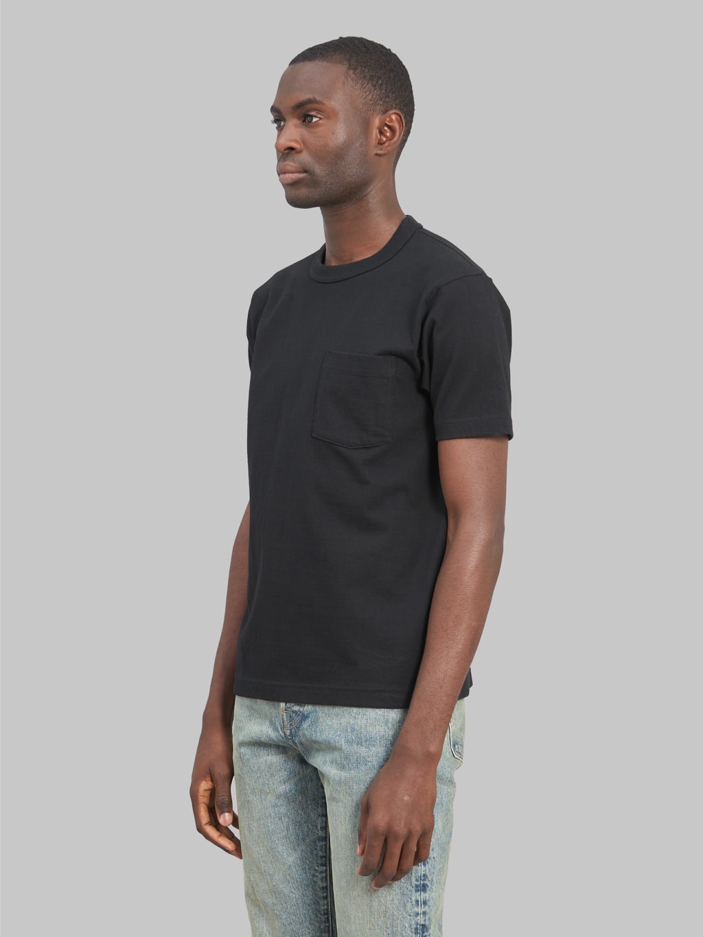 whitesville heavyweight pocket tshirt black side look