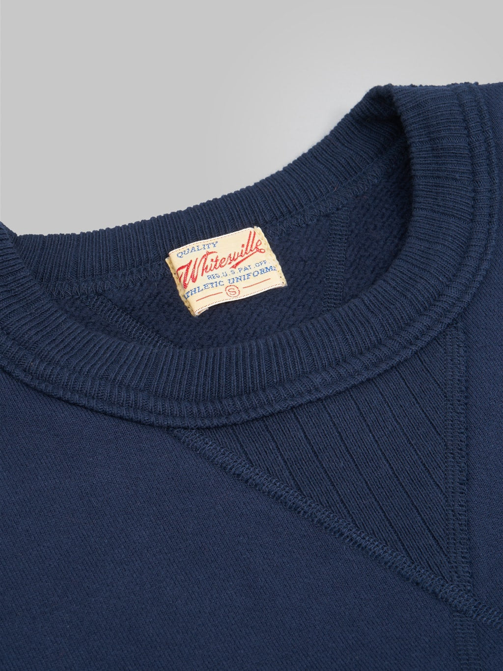 whitesville loopwheel heavyweight sweatshirt navy interior tag