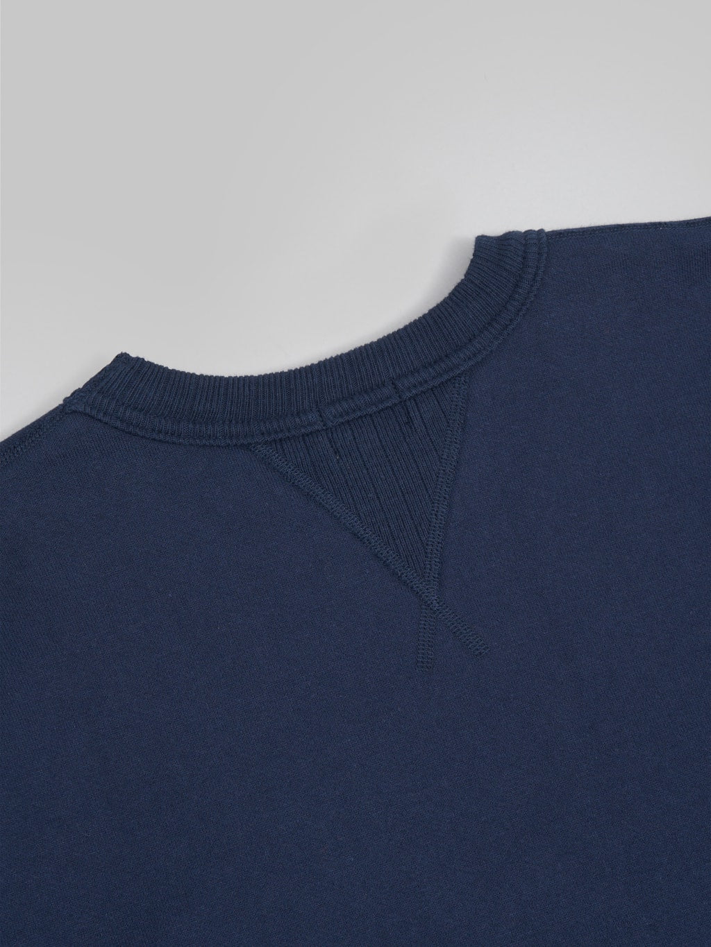 whitesville loopwheel heavyweight sweatshirt navy back collar