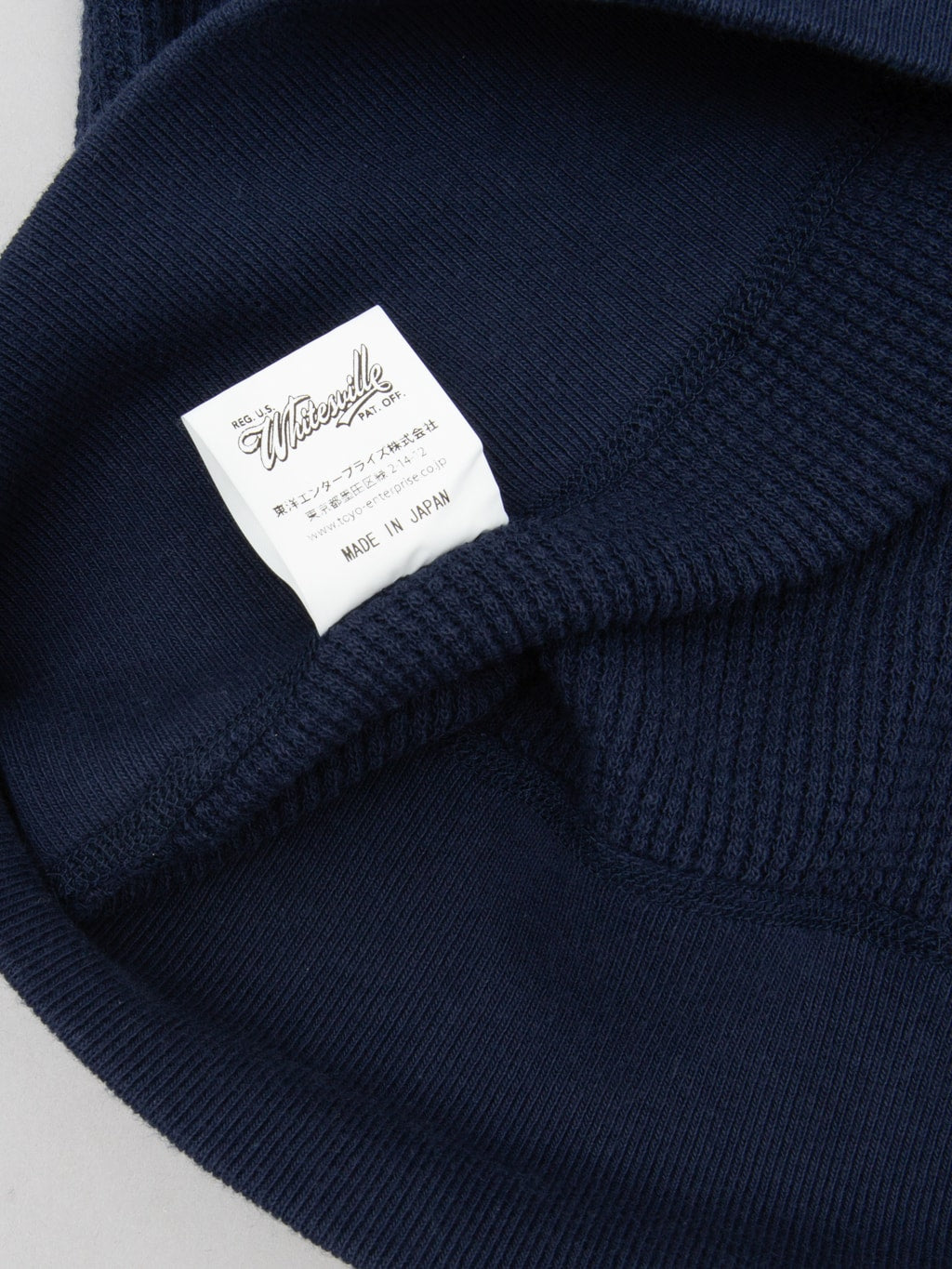 whitesville thermal waffle tshirt navy  interior tag