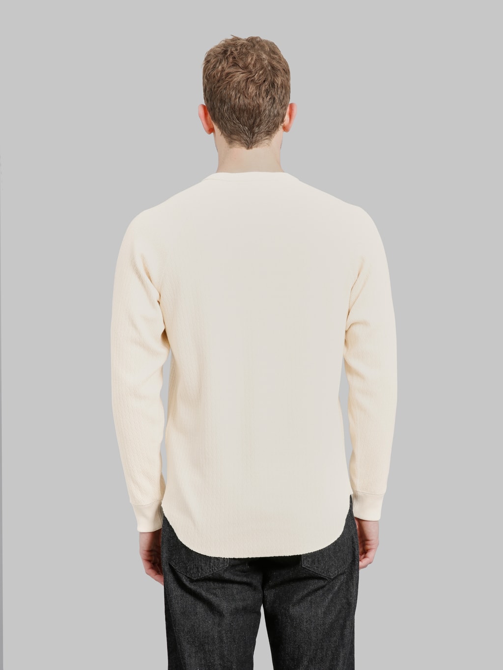Wonder Looper Cashmere Blend  Honeycomb Henley Ecru