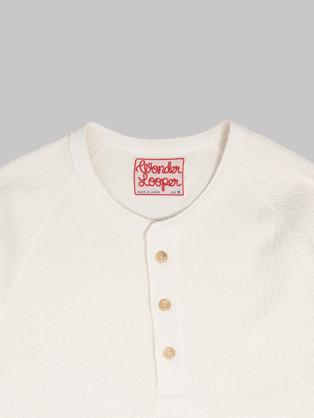 Wonder Looper Cashmere Blend  Honeycomb Henley Ecru