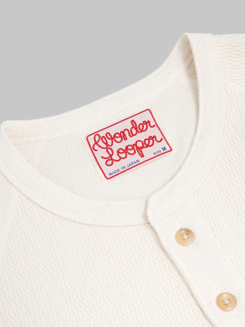 Wonder Looper Cashmere Blend  Honeycomb Henley Ecru