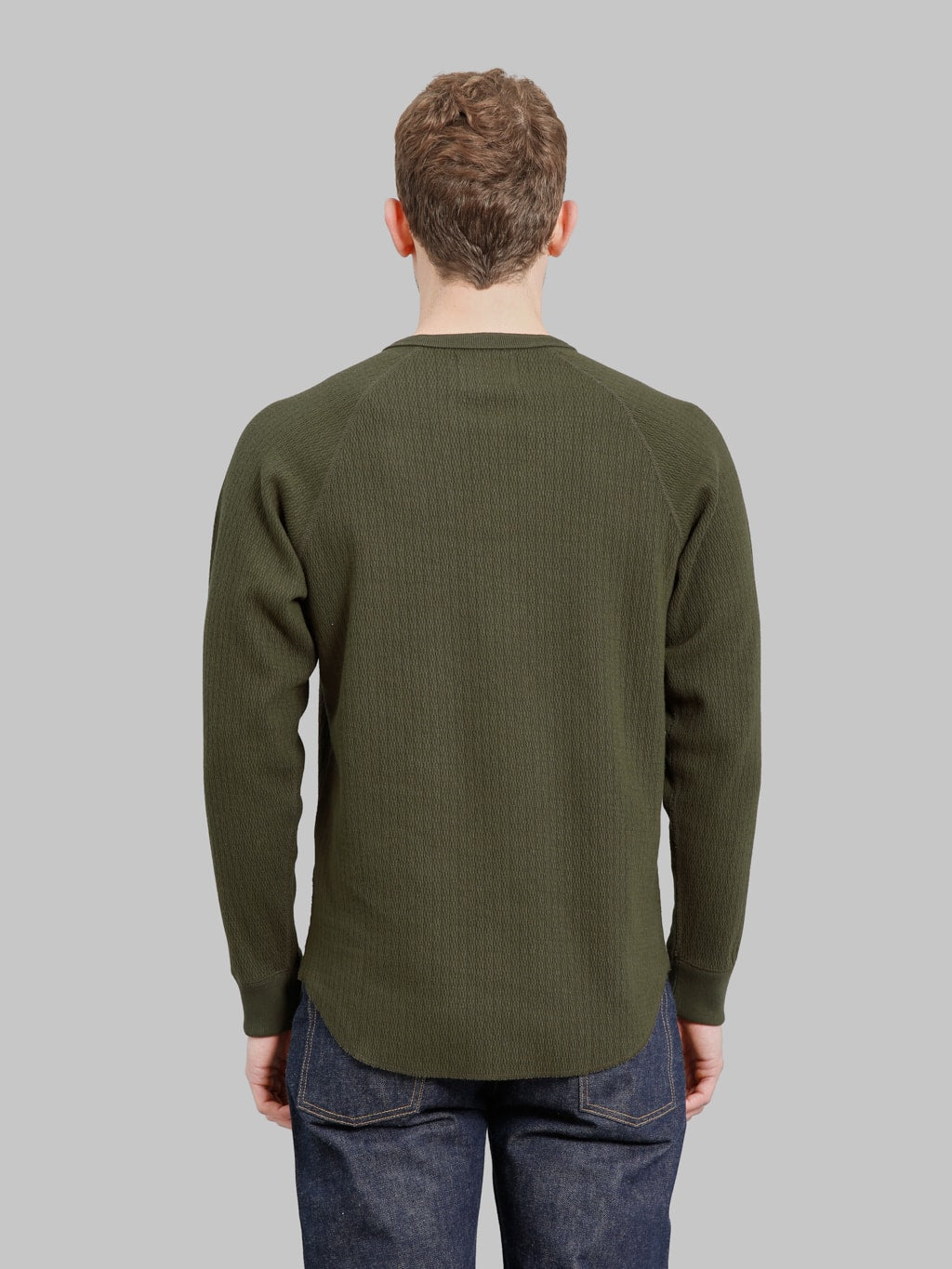 Wonder Looper Cashmere Blend Honeycomb Henley Khaki