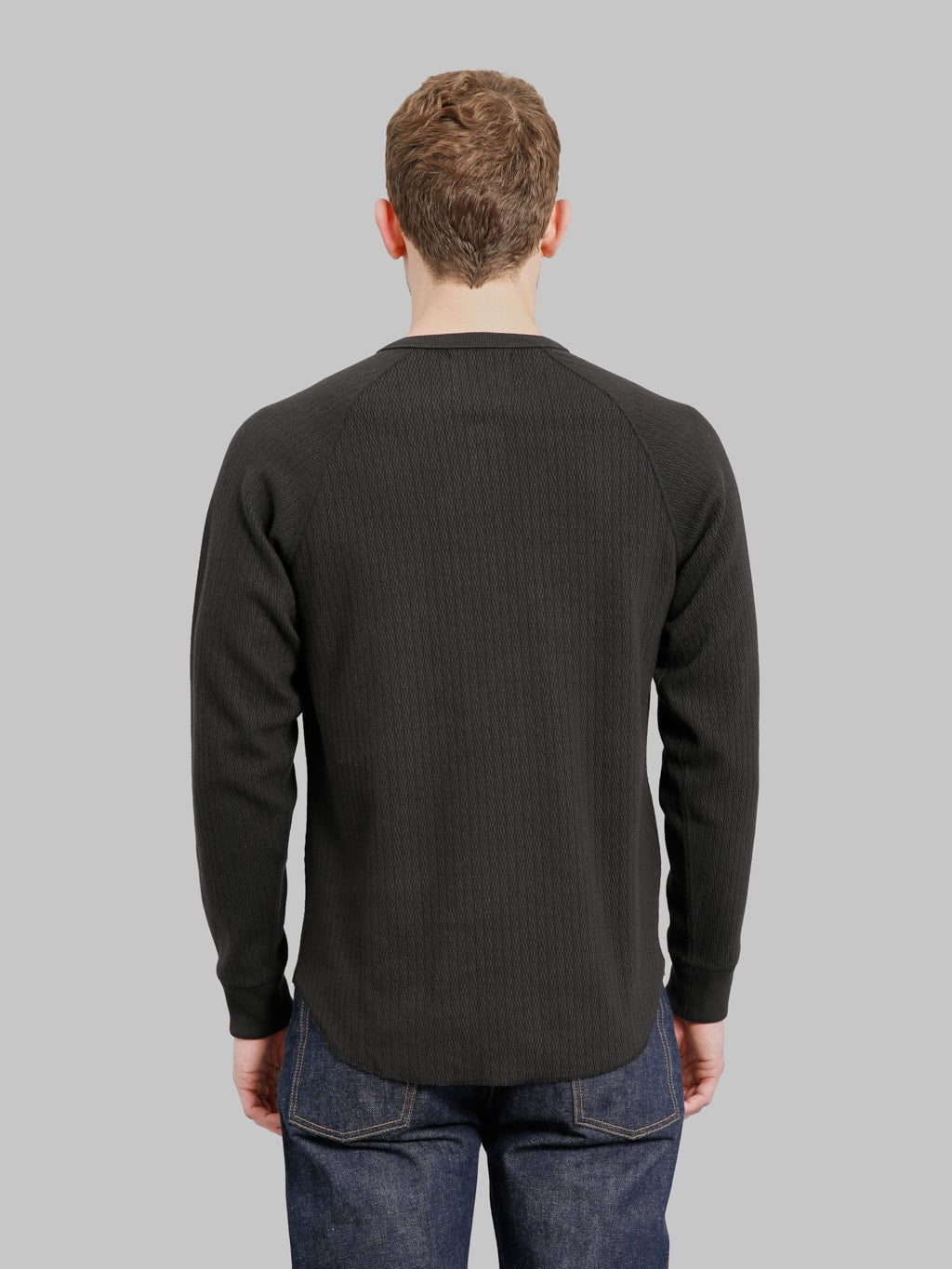 Wonder Looper Cashmere Blend Honeycomb Henley Sumi Black