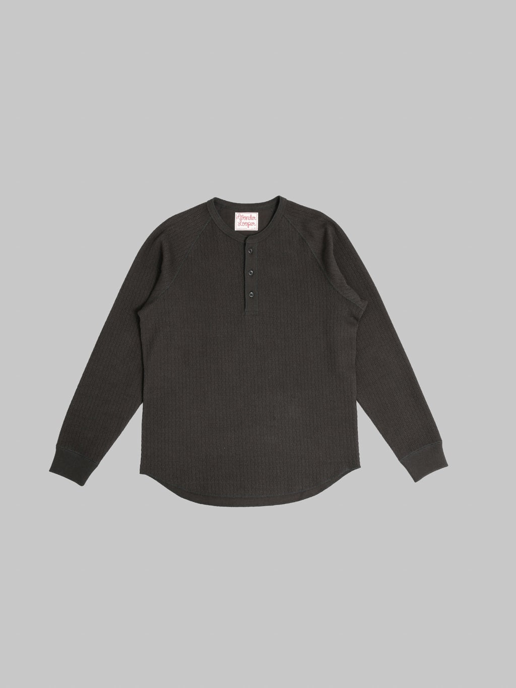Wonder Looper Cashmere Blend Honeycomb Henley Sumi Black
