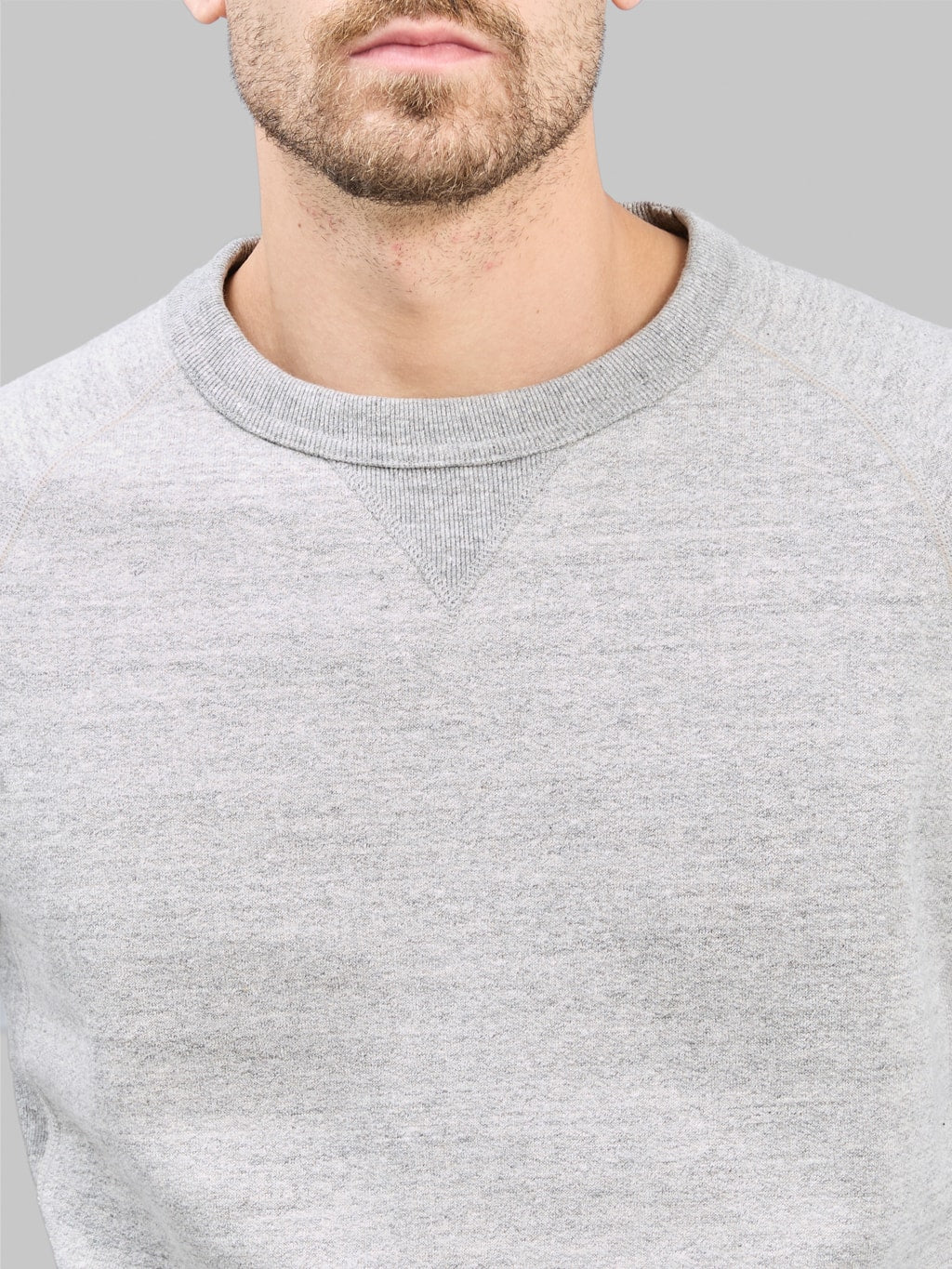 Wonder Looper Pullover Crewneck Fleeced Foxfibre Heather Grey chest