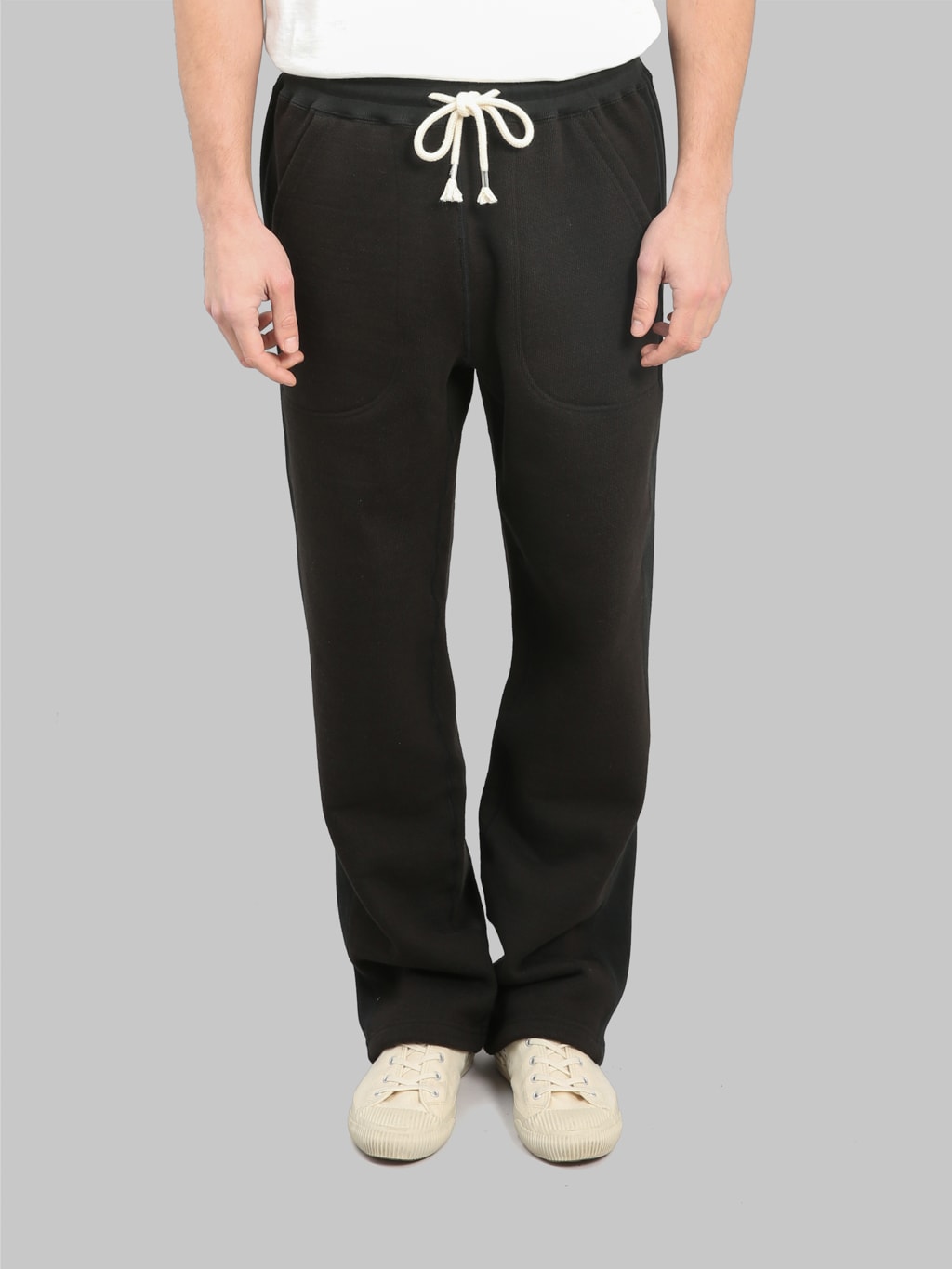 wonder looper double heavyweight french terry sweatpants sumi black front fit