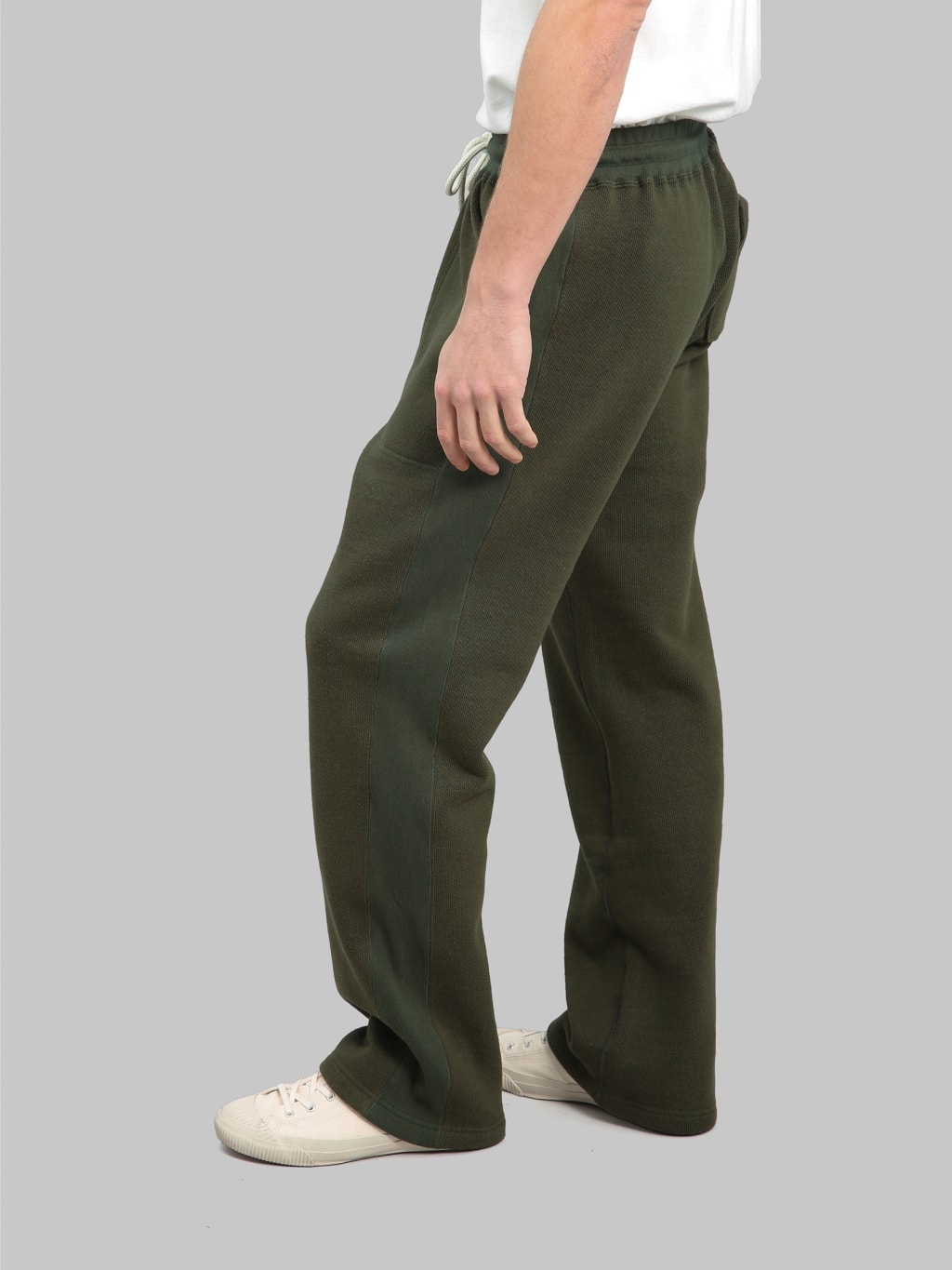 wonder looper double heavyweight french terry sweatpants sumi khaki fitting