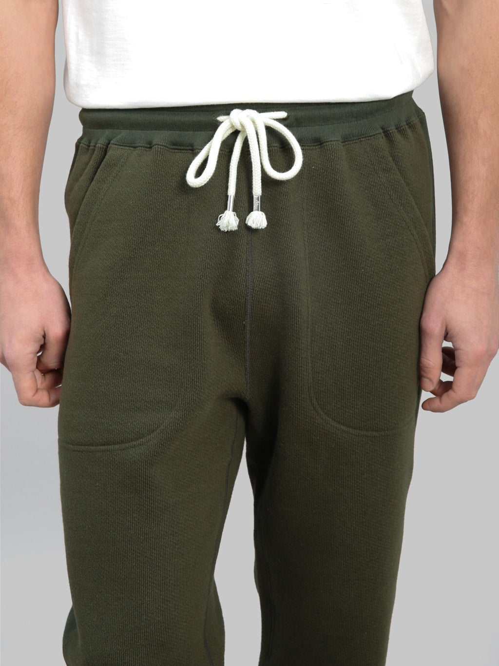 wonder looper double heavyweight french terry sweatpants sumi khaki waist