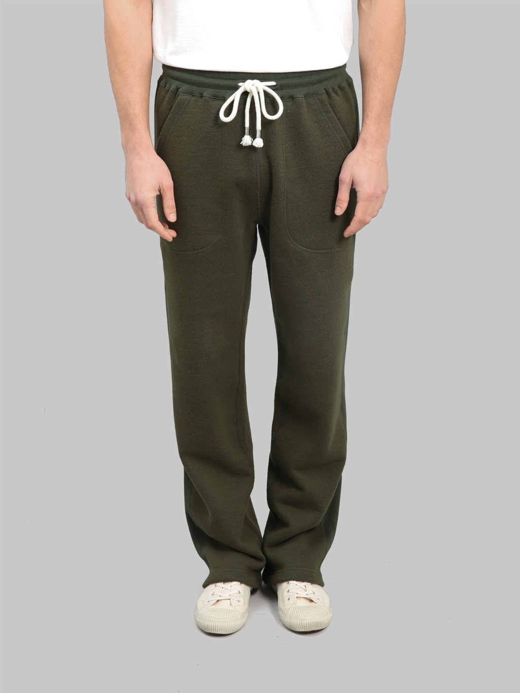 wonder looper double heavyweight french terry sweatpants sumi khaki  front fit