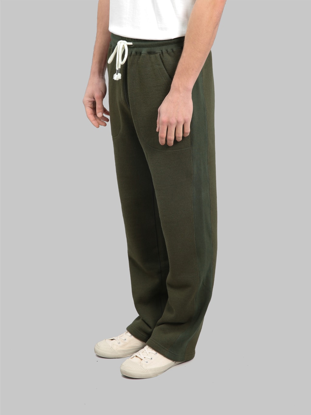 wonder looper double heavyweight french terry sweatpants sumi khaki side fit