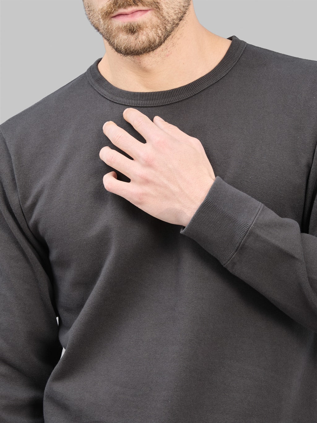 Wonder Looper Double Heavyweight Long Sleeve TShirt Sumi  collar