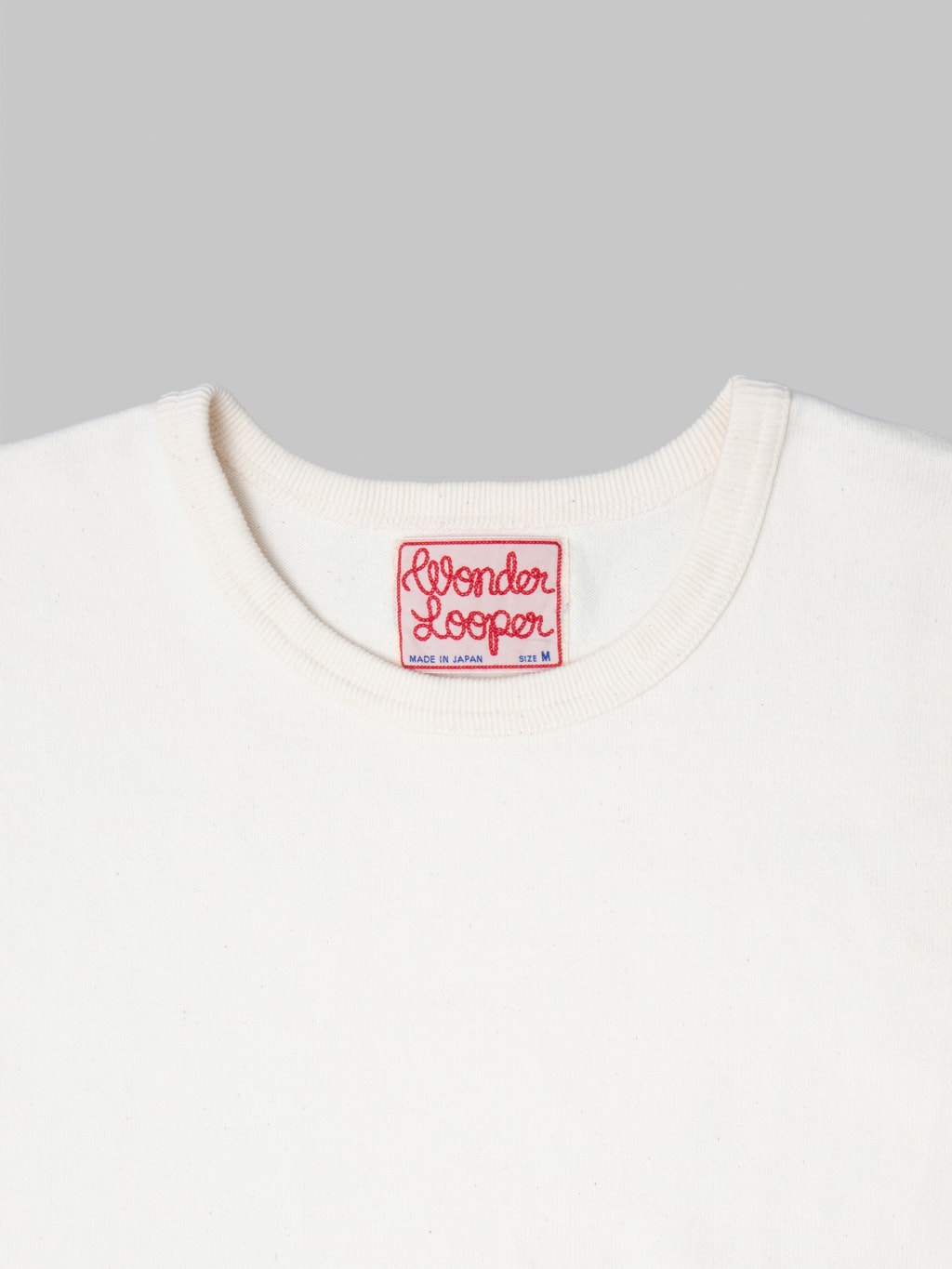 Wonder Looper Double Heavyweight Crewneck TShirt Ecru tag