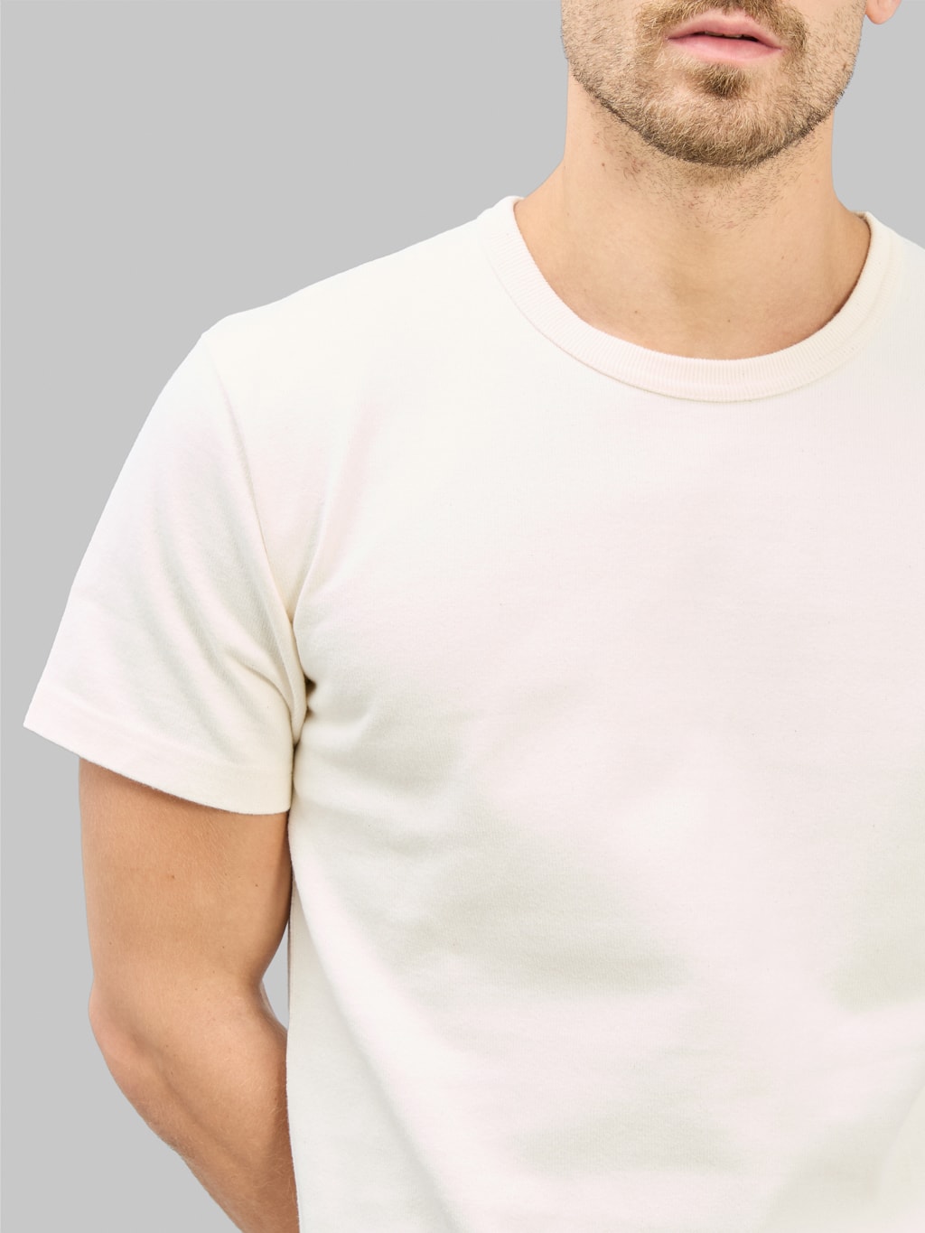 Wonder Looper Double Heavyweight Crewneck TShirt Ecru chest